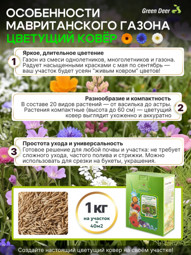 Мавританский газон "Цветущий ковер" 1 кг фото 2